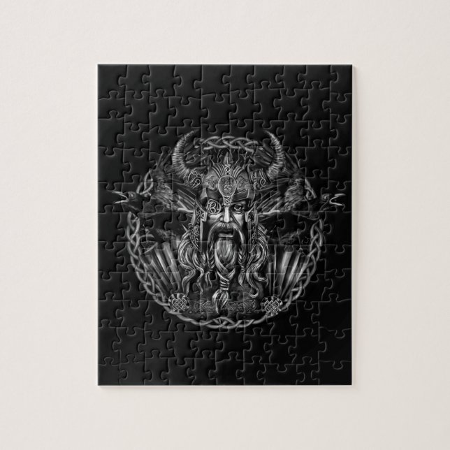 Odin och hans ravens Huginn och Muninn Pussel (Vertikal)