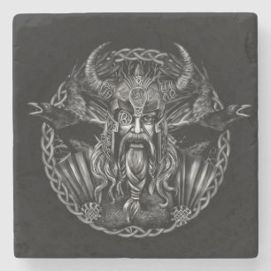 Odin och hans ravens Huginn och Muninn Stenunderlägg