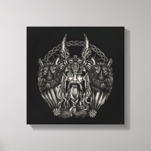 Odin och hans varger Geri och Freki Canvastryck