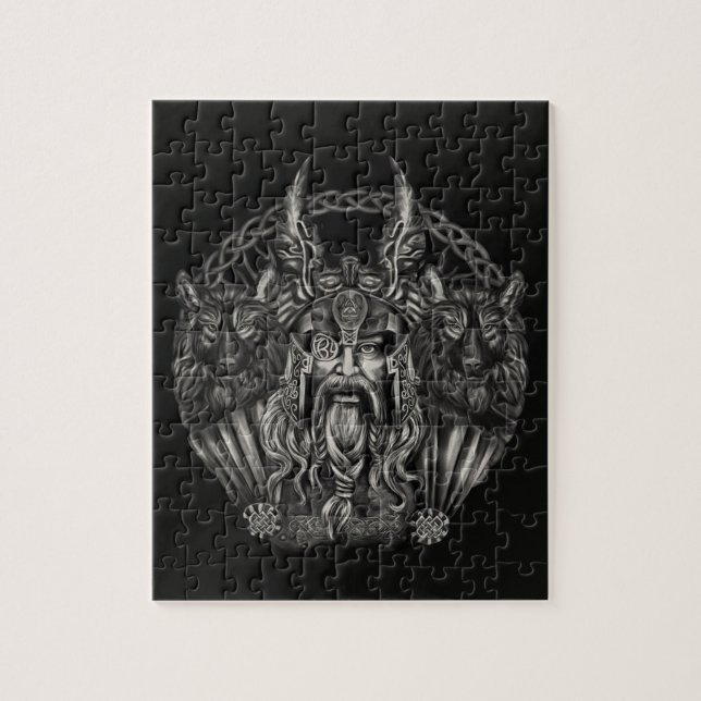 Odin och hans varger Geri och Freki Pussel (Vertikal)