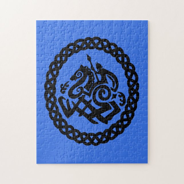 Odin och Sleipnir silhouettes Pussel (Vertikal)