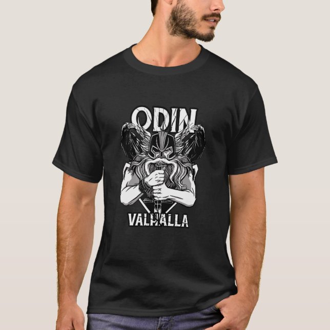 Odin Old Norse God Valhalla T Shirt (Framsida)