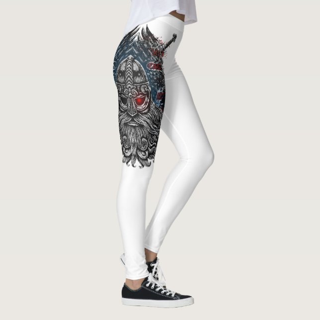 Odin ravens and swords Viking Mythology USA flagga Leggings (Höger)