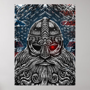 Odin ravens and swords Viking Mythology USA flagga Poster