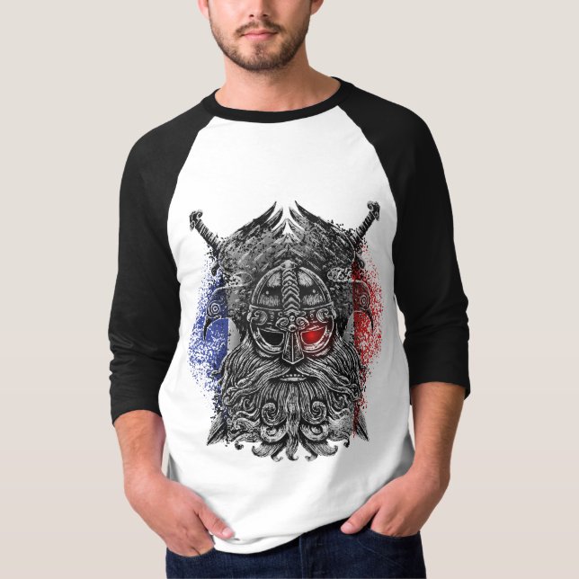 Odin ravens flagga för frankriken för svärdViking T Shirt (Framsida)