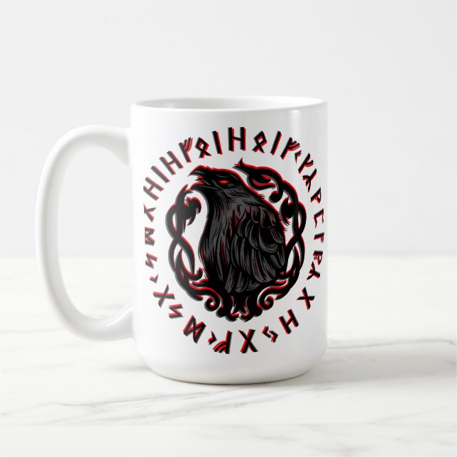 Odin Ravens Huginn Muninn VEGVISIR Kaffemugg (Vänster)