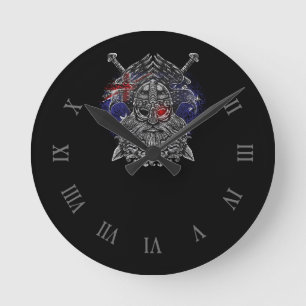 Odin ravens swords Viking Mythology Australia flag Rund Klocka