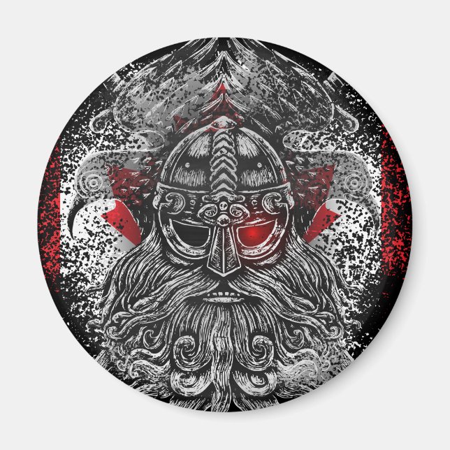 Odin ravens swords Viking Mythology Canada flagga Magnet (Framsidan)
