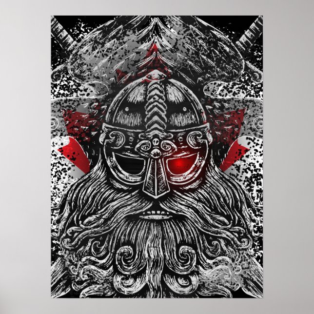 Odin ravens swords Viking Mythology Canada flagga Poster (Framsidan)