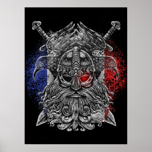 Odin ravens swords Viking Mythology Frankrike flag Poster
