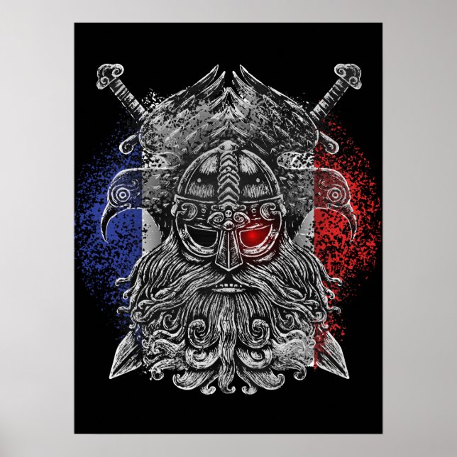 Odin ravens swords Viking Mythology Frankrike flag Poster (Framsidan)