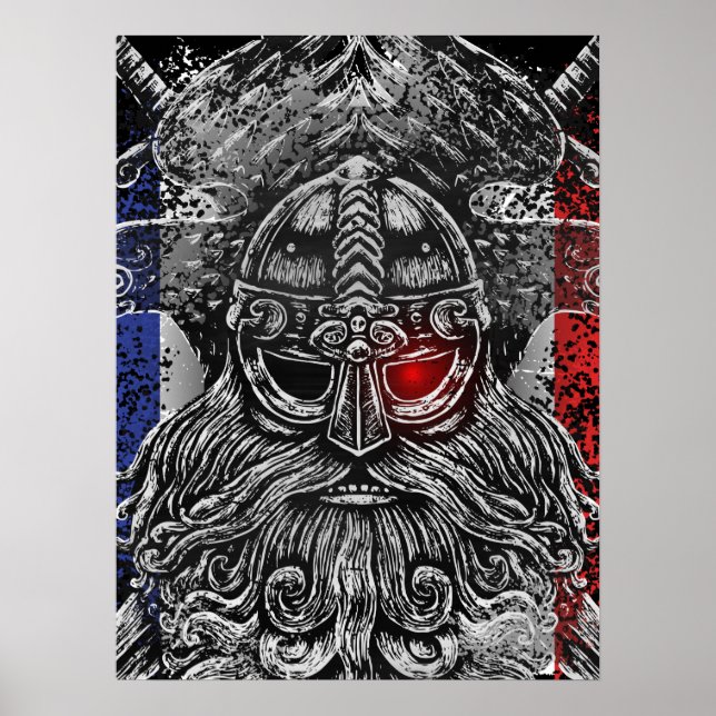 Odin ravens swords Viking Mythology Frankrike flag Poster (Framsidan)