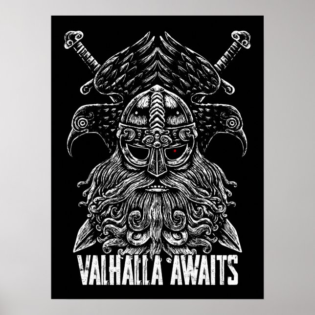 Odin ravens Viking Mythology Valhalla väntar Poster (Framsidan)