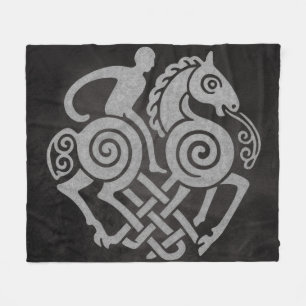 Odin Riding Sleipnir - Norse Mythology Viking Art Fleecefilt