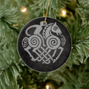 Odin Riding Sleipnir - Norse Mythology Viking Art Julgransprydnad Keramik