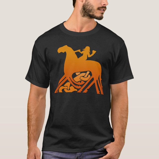 Odin ridning på Sleipnir Viking Mythology T Shirt (Framsida)
