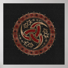 Odin’s Horn Black and Red Leather and gold Poster