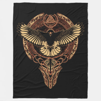 Odins Eagle Hawk och Valknut Fleece Blanket