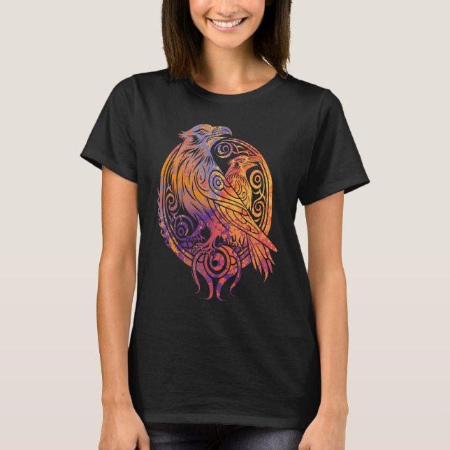 Odins Raven Norse Mythology Viking Birds Celtic Kn T Shirt (Framsida)