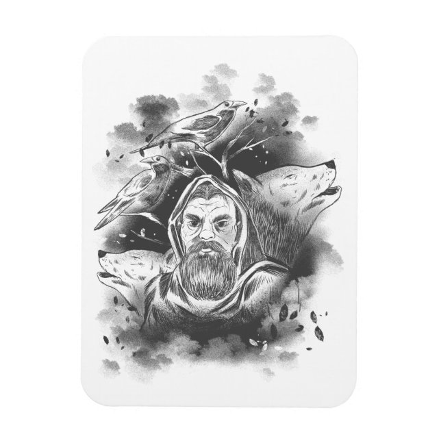 Odins vargar hand plockade magnet (Vertikal)
