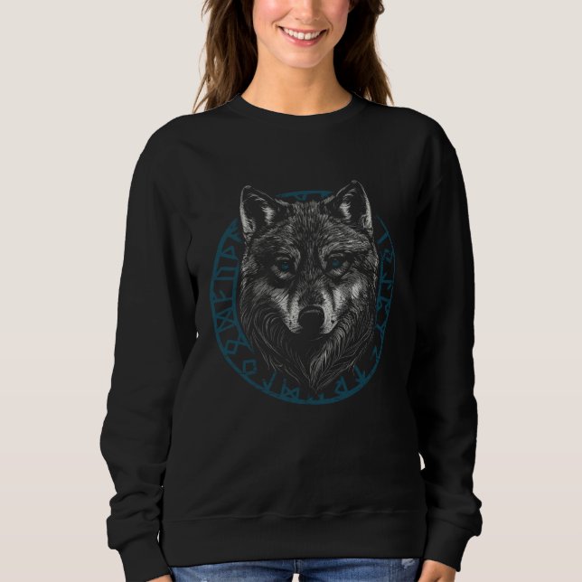 Odins Wolf Norse Mythology Viking Wolves Celtic Ru T Shirt (Framsida)