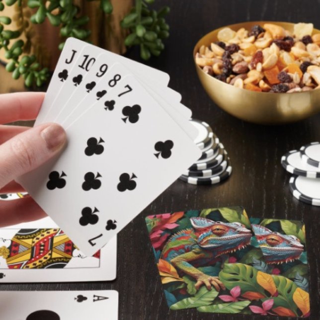 Ödla blad & Färg spelkort  (Colourful Lizard Poker cards easy to shuffle, smooth card stock. D: 2.5" x 3.5"; poker size.)
