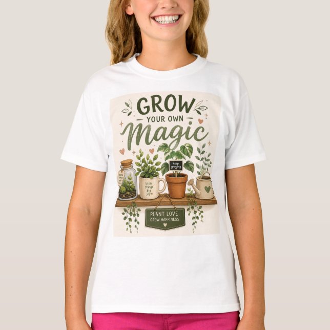 Odla Din Egen Magi | Mini Trädgård Estetisk Växt T Shirt (Framsida)