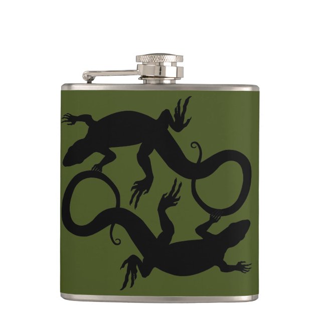 Ödla Flask Anpassad Reptil Ödla Konst Drickflaska Fickplunta (Framsidan)