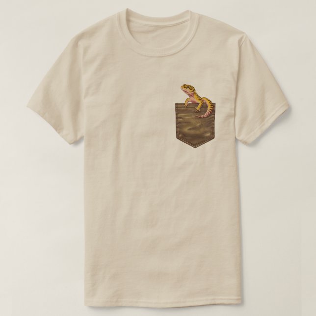 ödla gecko ficka t-shirt söt ödla reptil  (Design framsida)