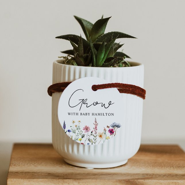 Odla med Baby Wildblomsterbabyskabårdsfabrik Gåvor Etiketter (Skapare uppladdad)
