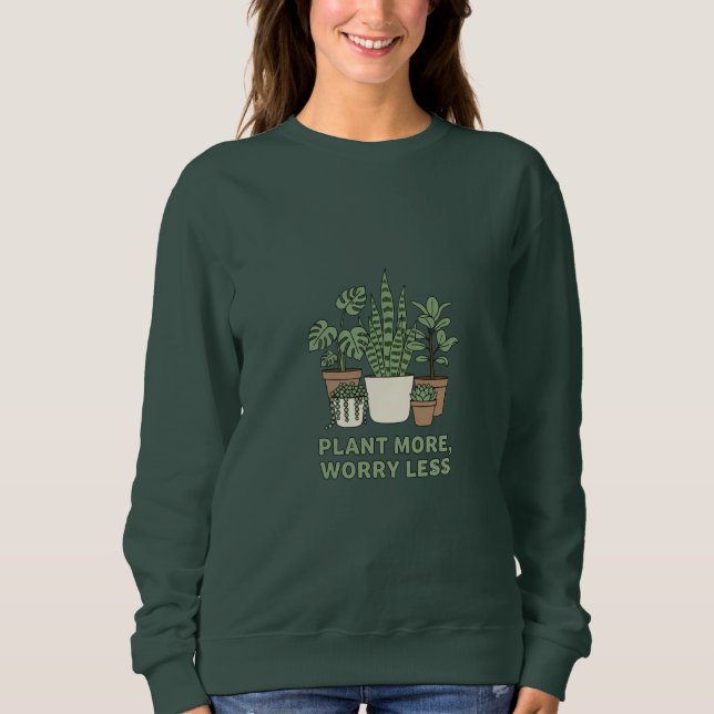 Odla Mer Oroa Mindre Modern Krukväxt T Shirt (Framsida)