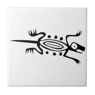 ödla, mexikansk hieroglyf(Maya) Kakelplatta