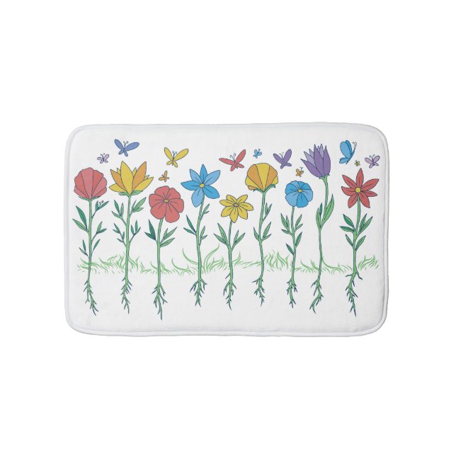 Odlade blommor design badrumsmatta (Framsidan)