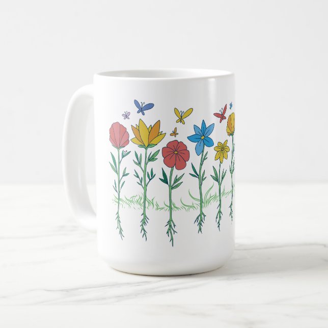 Odlade blommor design kaffemugg (Framsida vänster)