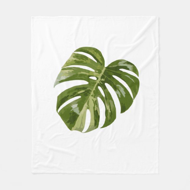 Odlade Monstera Albo Växtkonst Fleecefilt (Framsidan)