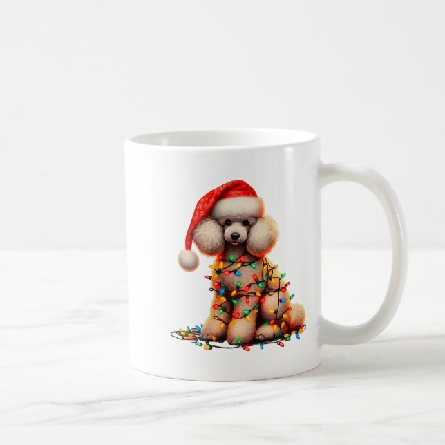 Odle Dog Christmas Lights Santa Hat Dog Lover Prem Kaffemugg (Höger)