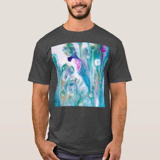 Odling av vitlök i blå Abstrakt Akrylkonst efter i T Shirt