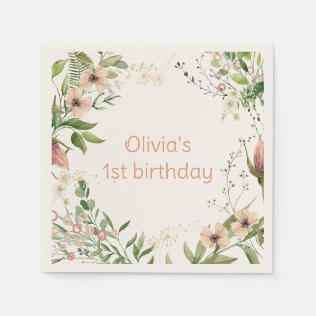 Odling som en första födelsedag i ogräs. pappersservett (Framsidan)