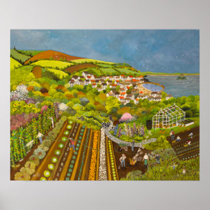 Odlingslott ovanför Mousehole Poster