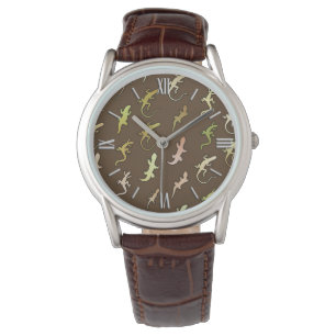 Ödlor och Geckos, på kaffebrunt Armbandsur