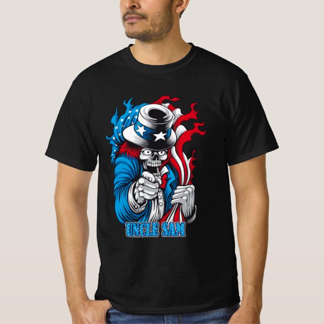 Odöda farbror Sam - en patriotisk Halloween Twist T Shirt (Framsida)