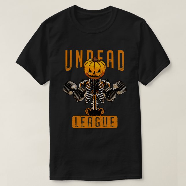 Odöda Fitness League Workout Halloween Pumpkin Sk T Shirt (Design framsida)