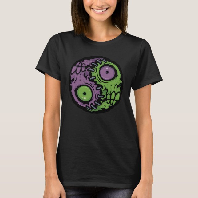 Odöda Harmony: Zombie Yin Yang Symbol T Shirt (Framsida)