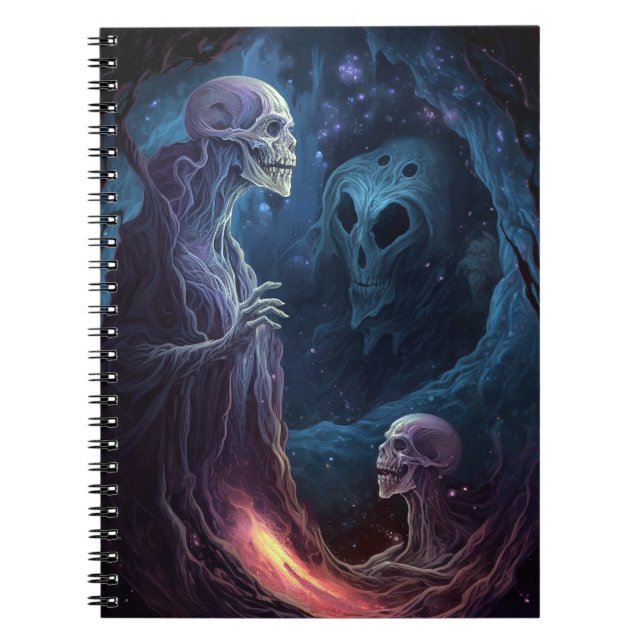 Odöda Skeleton Skapar skräck Art Anteckningsbok (Framsidan)