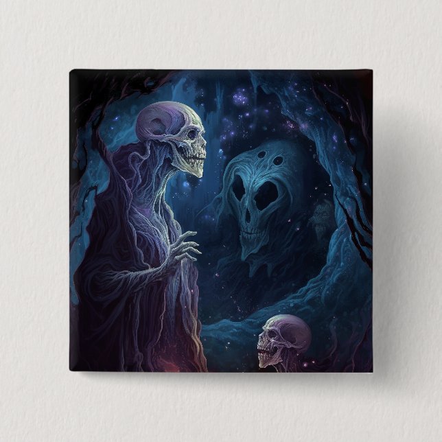 Odöda Skeleton Skapar skräck Art Knapp (Framsida)
