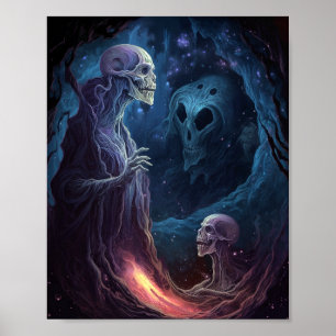 Odöda Skeleton Skapar skräck Art Poster