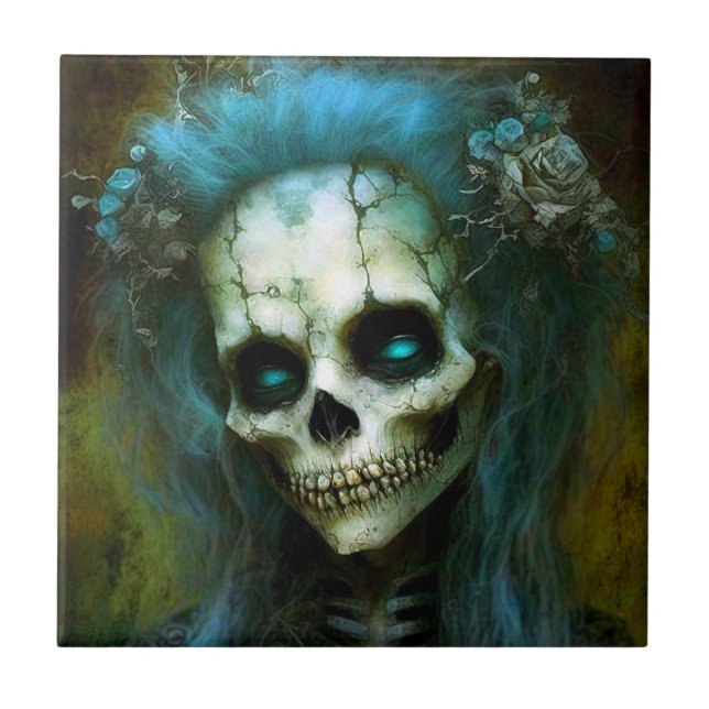 Odöda Woman Skeleton Horror Kakelplatta (Framsidan)