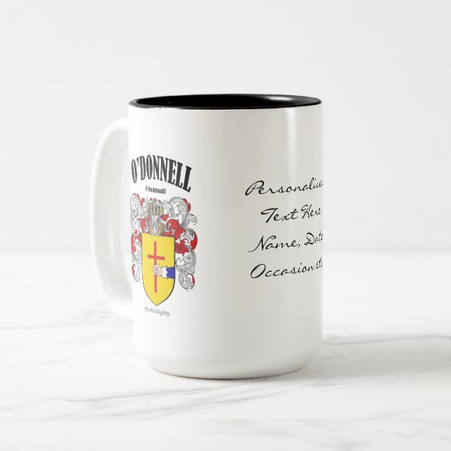 O'Donnell Family Crest, Translation & Meaning Två-Tonad Mugg (Framsida vänster)