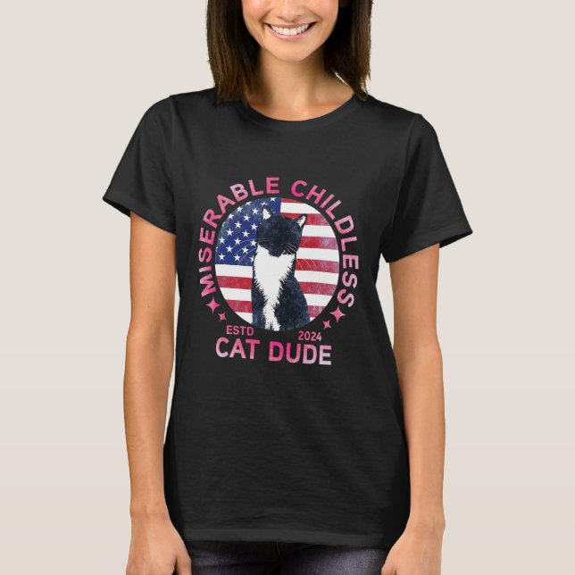 Odräglig barnlös kattknapp t shirt (Framsida)
