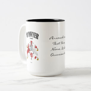 O'Dwyer Family Crest, Translation & Meaning Två-Tonad Mugg